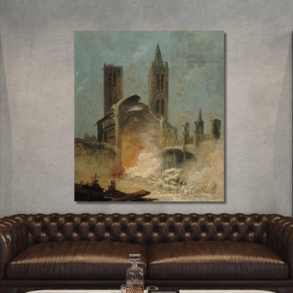 La Demolizione Della Chiesa Di Saint-Jean-En-Grève Hubert Robert hrb51 quadro stampato su tela