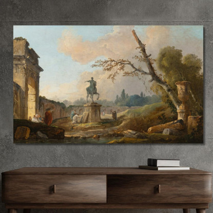 Paesaggio Con Rovine E Statua Di Marco Aurelio Hubert Robert hrb57 quadro stampato su tela