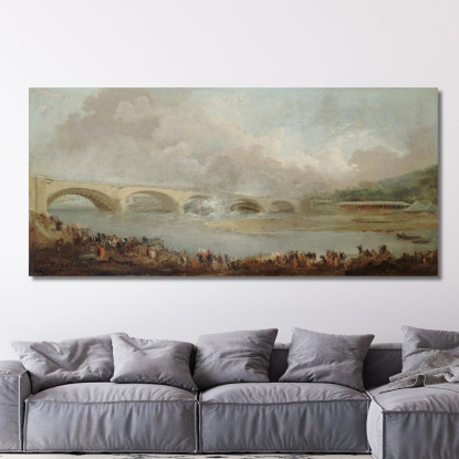 La Flessione Del Ponte Di Neuilly Hubert Robert hrb64 quadro stampato su tela