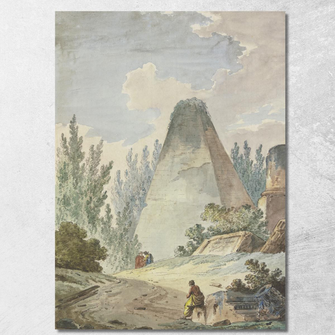 Piramide Con Una Parte Superiore Rotta In Un Antico Paesaggio Di Macerie Hubert Robert hrb78 quadro stampato su tela Piramide Con Una Parte Superiore Rotta In Un Antico Paesaggio Di Macerie Hubert Robert hrb78 quadro stampato su tela