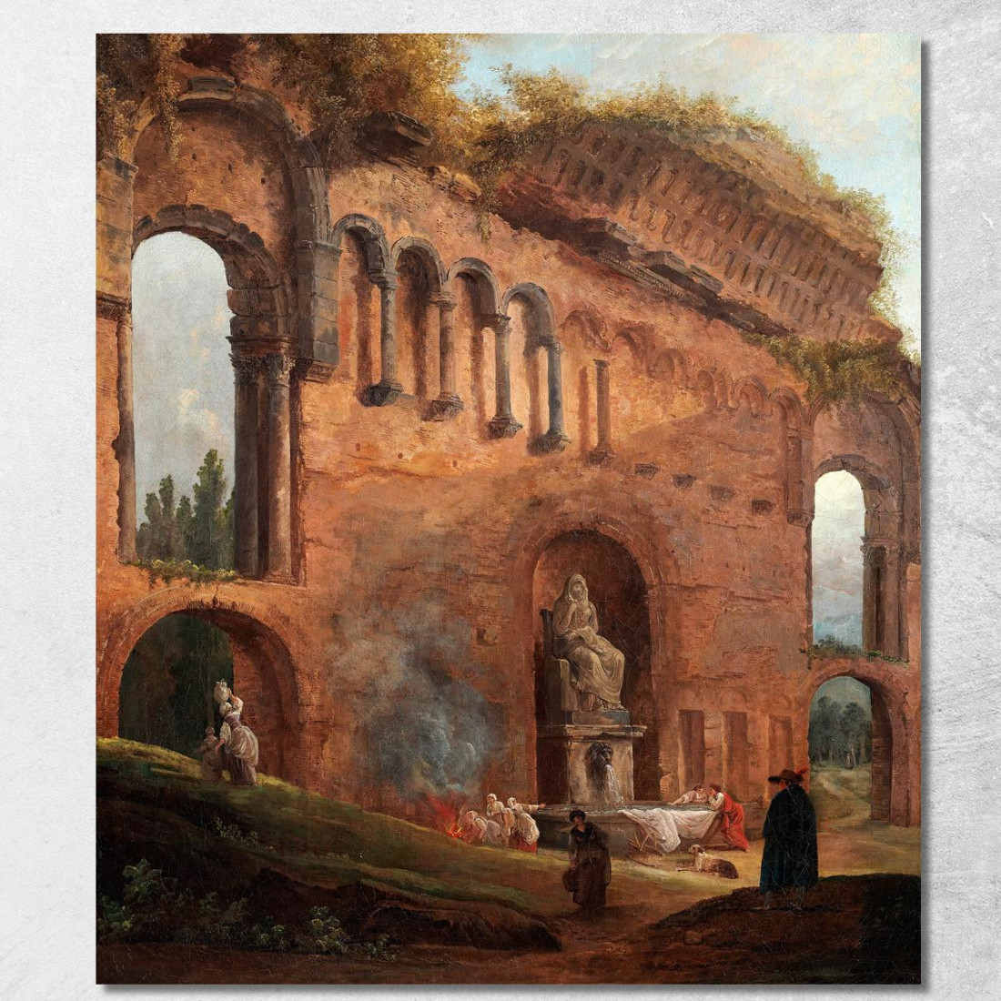 Rovine Romane Con Lavandaie Hubert Robert hrb80 quadro stampato su tela Rovine Romane Con Lavandaie Hubert Robert hrb80 quadro stampato su tela