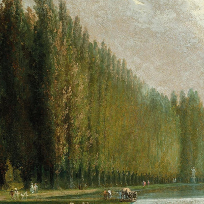 Il Parco Di Una Villa Di Campagna Con Figure Che Passeggiano Vicino A Una Cascata D'Acqua Hubert Robert hrb108 quadro stampato