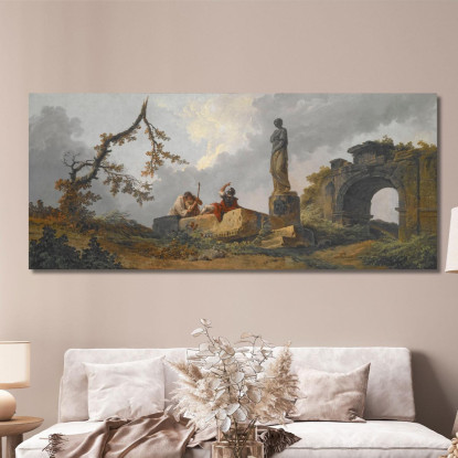 La Statua Hubert Robert hrb115 quadro stampato su tela