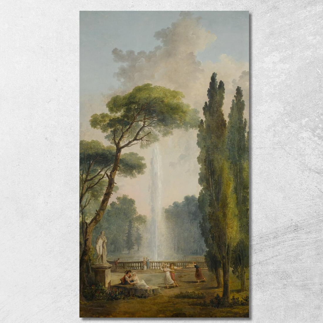 Vista Di Un Giardino Con Una Grande Fontana Al Centro E Figure Che Si Rilassano E Ballano In Primo Piano Hubert Robert hrb119 q Vista Di Un Giardino Con Una Grande Fontana Al Centro E Figure Che Si Rilassano E Ballano In Primo Piano Hubert Robert hrb119 q