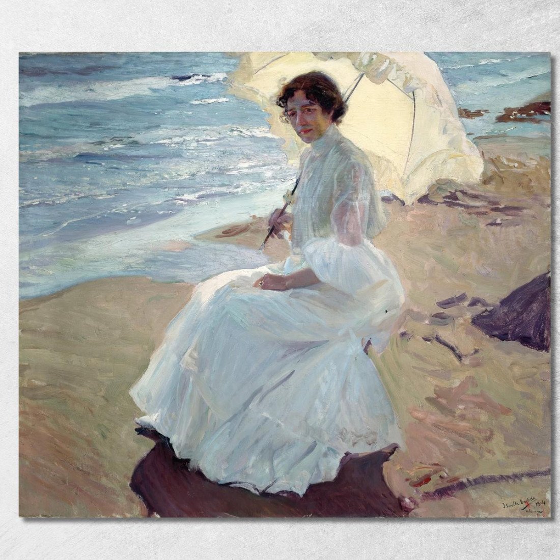 Clotilde Sulla Spiaggia Joaquín Sorolla jsr23 quadro stampato su tela