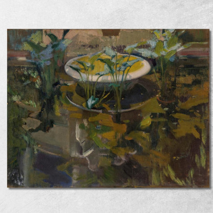 Giardino Della Casa Sorolla Riflessione Nella Fontana Delle Confidencias Joaquín Sorolla jsr45 quadro stampato su tela