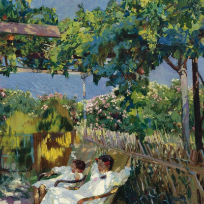 Pisolino In Giardino Joaquín Sorolla jsr52 quadro stampato su tela