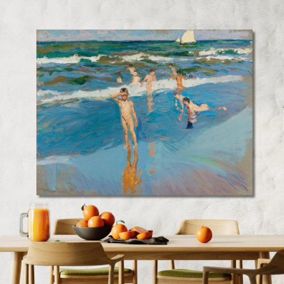 Bambini In Mare Spiaggia Di Valencia Bambini In Mare Spiaggia Di Valencia Joaquín Sorolla jsr69 quadro stampato su tela