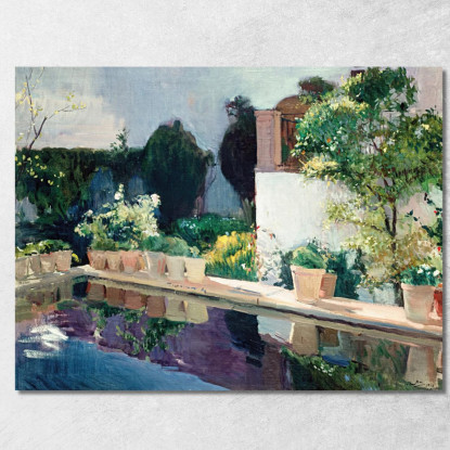 Palazzo Di Pond Giardini Reali A Siviglia Joaquín Sorolla jsr73 quadro stampato su tela