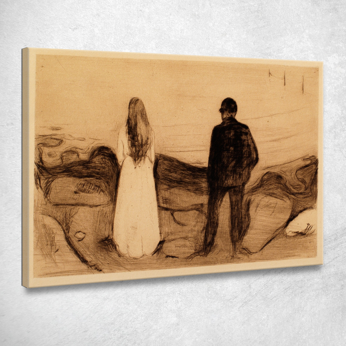 Due Esseri Umani. I Solitari 2 Edvard Munch em369 quadro stampato su tela Due Esseri Umani. I Solitari 2 Edvard Munch em369 quadro stampato su tela
