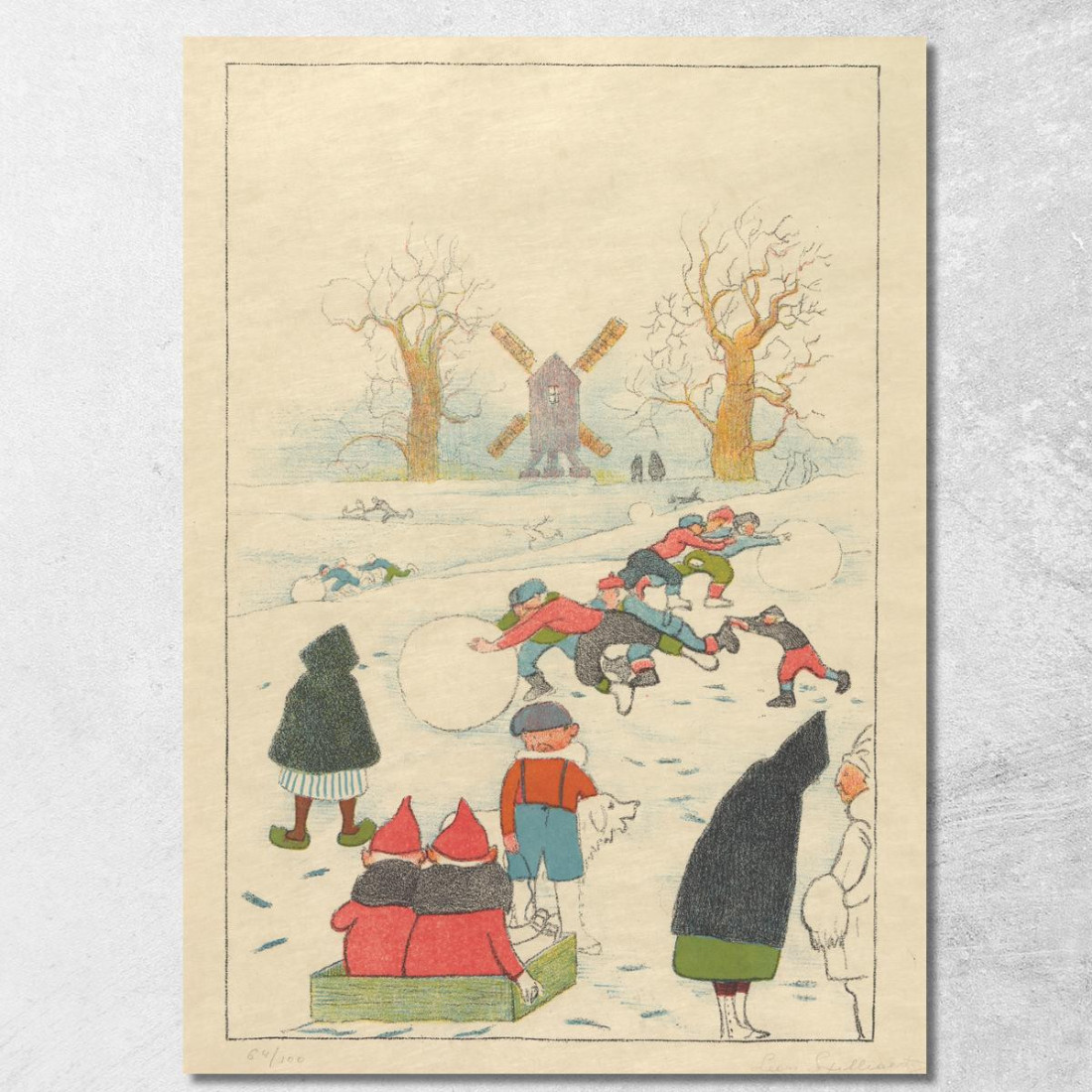 Giochi Sulla Neve Davanti Al Mulino Léon Spilliaert lsp56 quadro stampato su tela Giochi Sulla Neve Davanti Al Mulino Léon Spilliaert lsp56 quadro stampato su tela