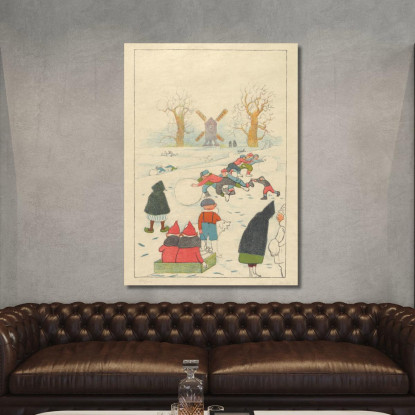 Giochi Sulla Neve Davanti Al Mulino Léon Spilliaert lsp56 quadro stampato su tela