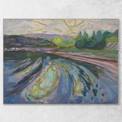 Onde Contro La Riva Edvard Munch em388 quadro stampato su tela