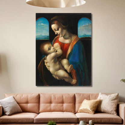 Madonna Litta Copy After Leonardo Da Vinci Magnus Enckell mek36 quadro stampato su tela