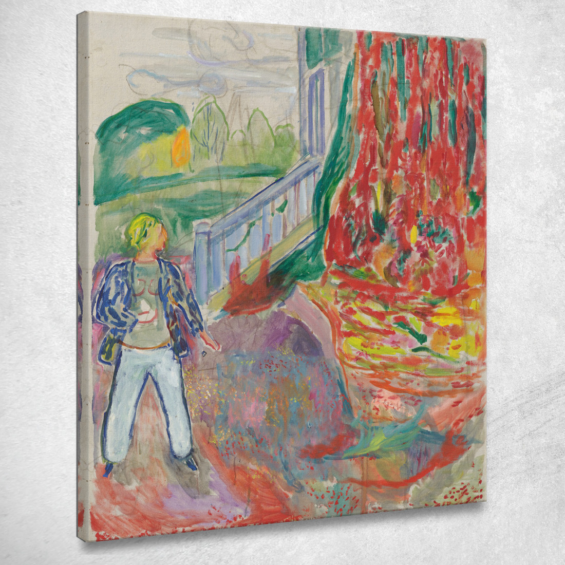 Donna Dal Passo Della Veranda Edvard Munch em399 quadro stampato su tela Donna Dal Passo Della Veranda Edvard Munch em399 quadro stampato su tela