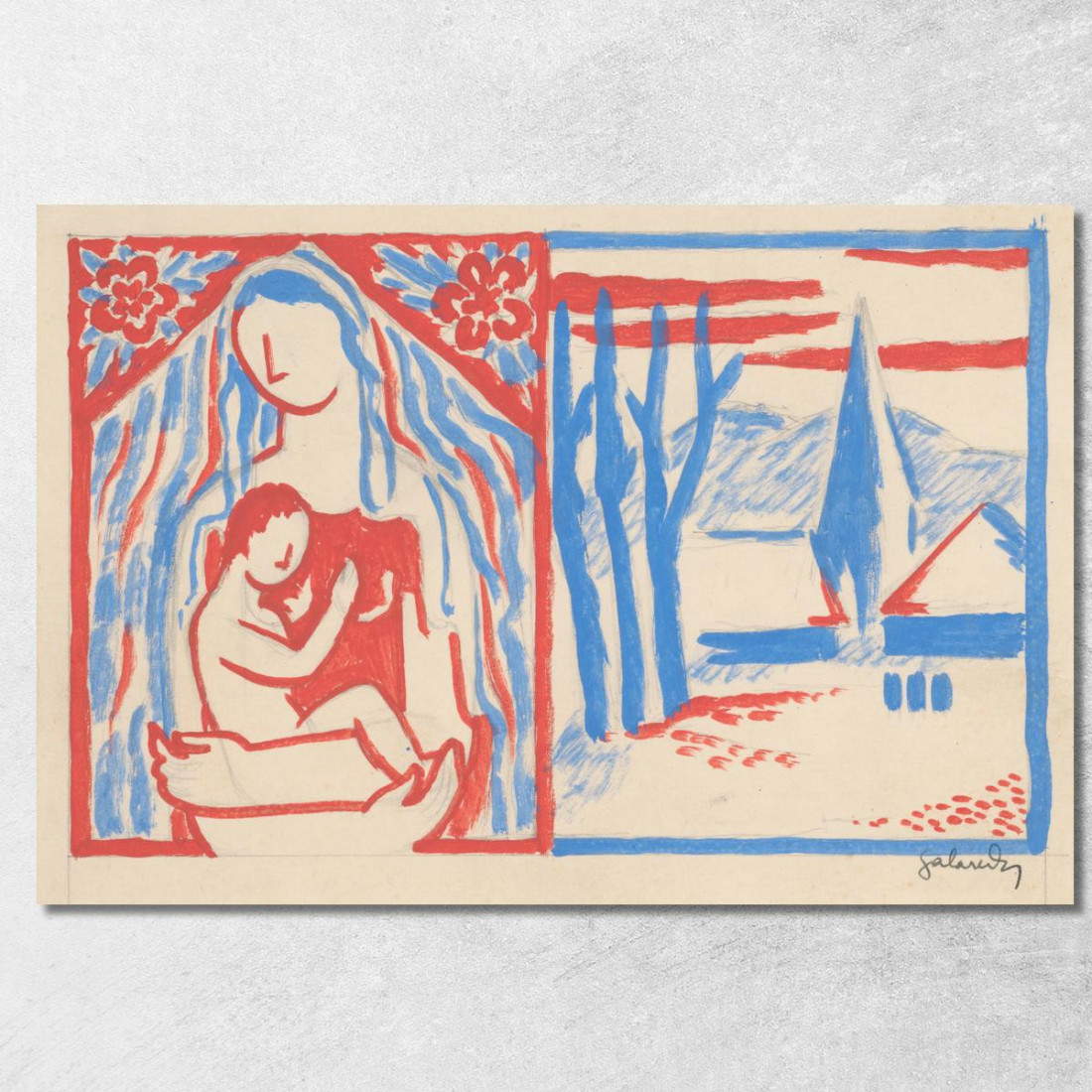 Madonna Col Bambino Mikuláš Galanda mgl68 quadro stampato su tela Madonna Col Bambino Mikuláš Galanda mgl68 quadro stampato su tela
