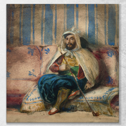 Un Uomo In Costume Orientale Fuma Su Un Divano Eugène Delacroix edx2 quadro stampato su tela