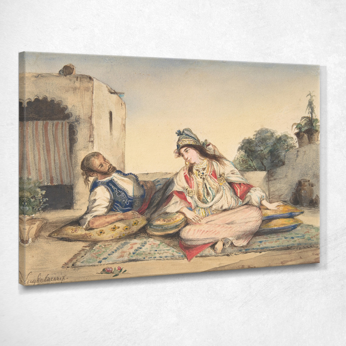Una Coppia Marocchina Sulla Loro Terrazza Eugène Delacroix edx3 quadro stampato su tela Una Coppia Marocchina Sulla Loro Terrazza Eugène Delacroix edx3 quadro stampato su tela
