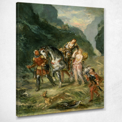 Angelica E Medoro Ferito Eugène Delacroix edx9 quadro stampato su tela