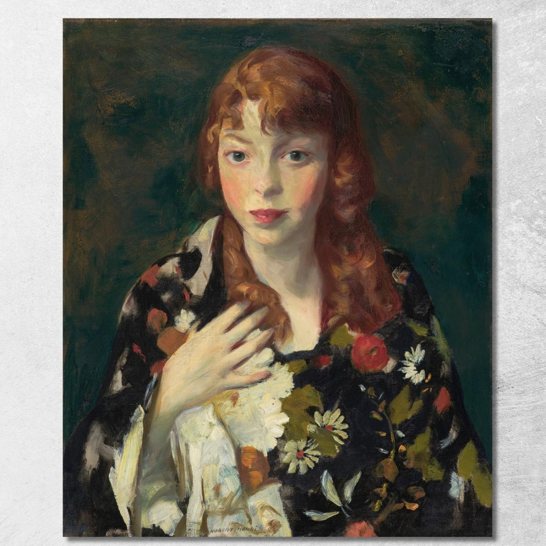 Edna Smith In Un Abito Giapponese Robert Henri rhn17 quadro stampato su tela