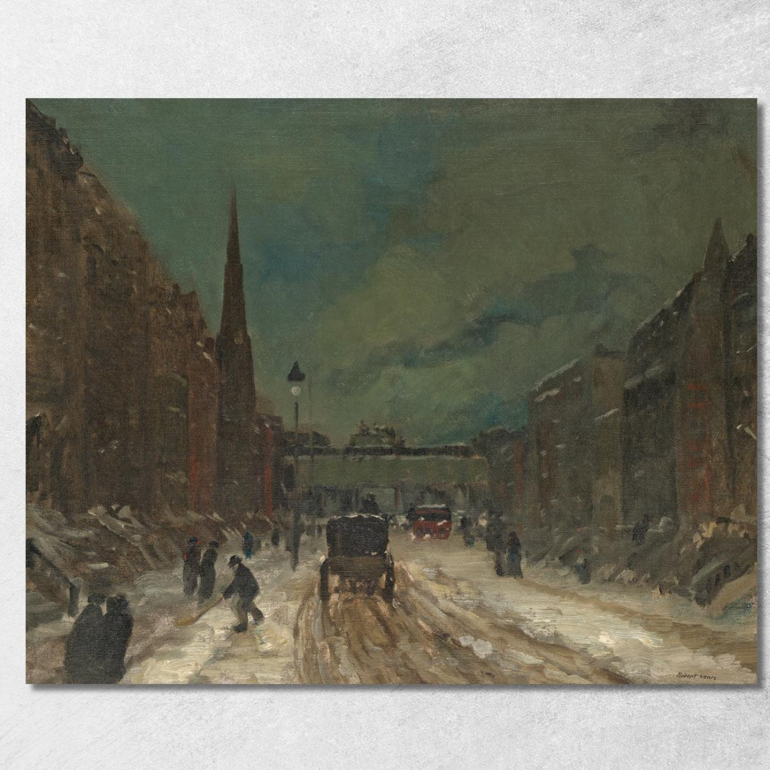 Scena Di Strada Con Neve 57A Strada New York. Robert Henri rhn63 quadro stampato su tela Scena Di Strada Con Neve 57A Strada New York. Robert Henri rhn63 quadro stampato su tela