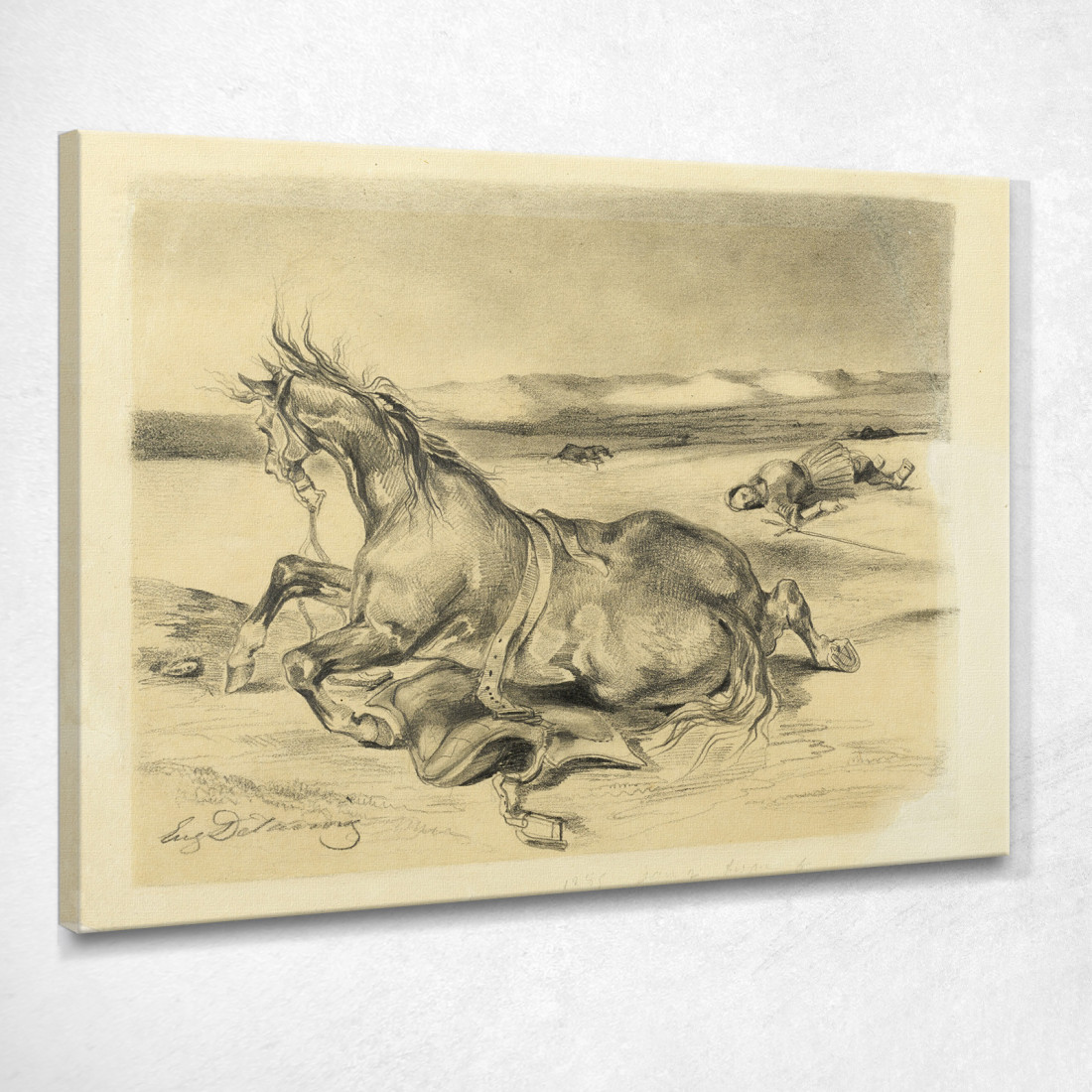Cavallo Caduto E Cavaliere Morto Eugène Delacroix edx36 quadro stampato su tela Cavallo Caduto E Cavaliere Morto Eugène Delacroix edx36 quadro stampato su tela