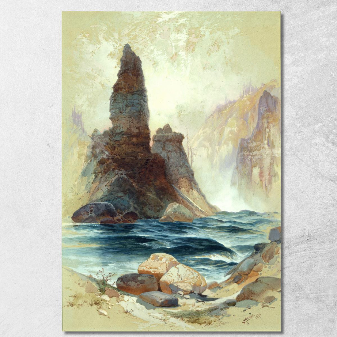 Sopra Tower Falls Yellowstone Thomas Moran tmr7 quadro stampato su tela Sopra Tower Falls Yellowstone Thomas Moran tmr7 quadro stampato su tela
