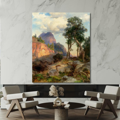 Leone Di Montagna Nella Tana Del Leone Di Montagna Del Grand Canyon Thomas Moran tmr44 quadro stampato su tela