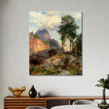 Leone Di Montagna Nella Tana Del Leone Di Montagna Del Grand Canyon Thomas Moran tmr44 quadro stampato su tela