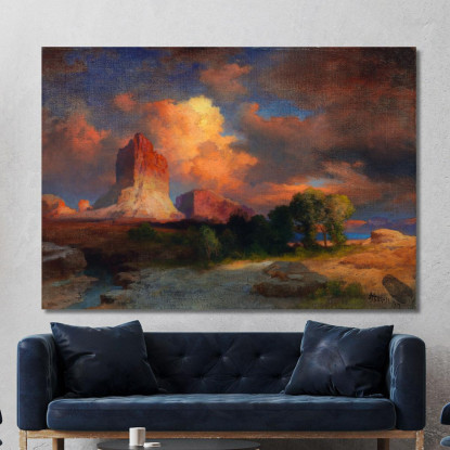 Tramonto Nuvola Green River Wyoming Thomas Moran tmr55 quadro stampato su tela