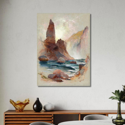 Torre A Tower Falls Yellowstone Thomas Moran tmr77 quadro stampato su tela