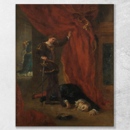 Amleto Davanti Al Corpo Di Polonio Eugène Delacroix edx50 quadro stampato su tela