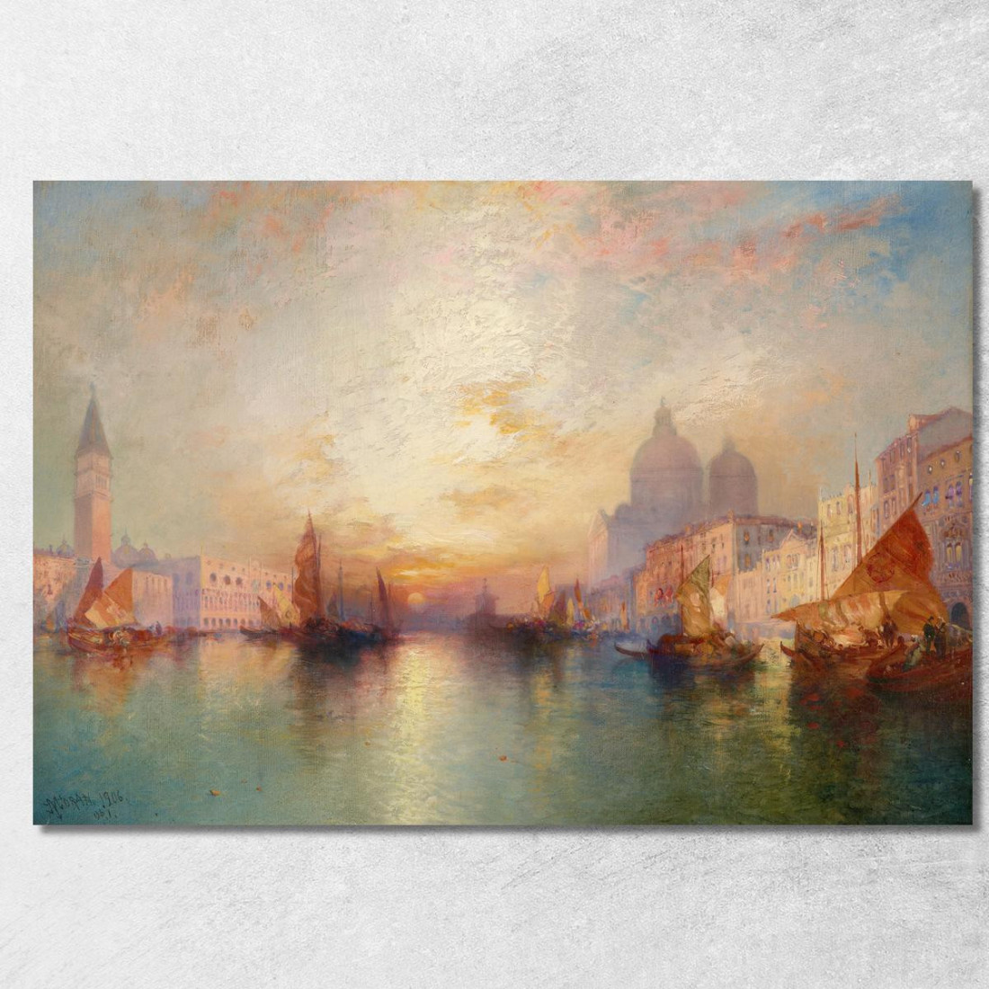Canal Grande Di Venezia Al Tramonto Thomas Moran tmr96 quadro stampato su tela Canal Grande Di Venezia Al Tramonto Thomas Moran tmr96 quadro stampato su tela