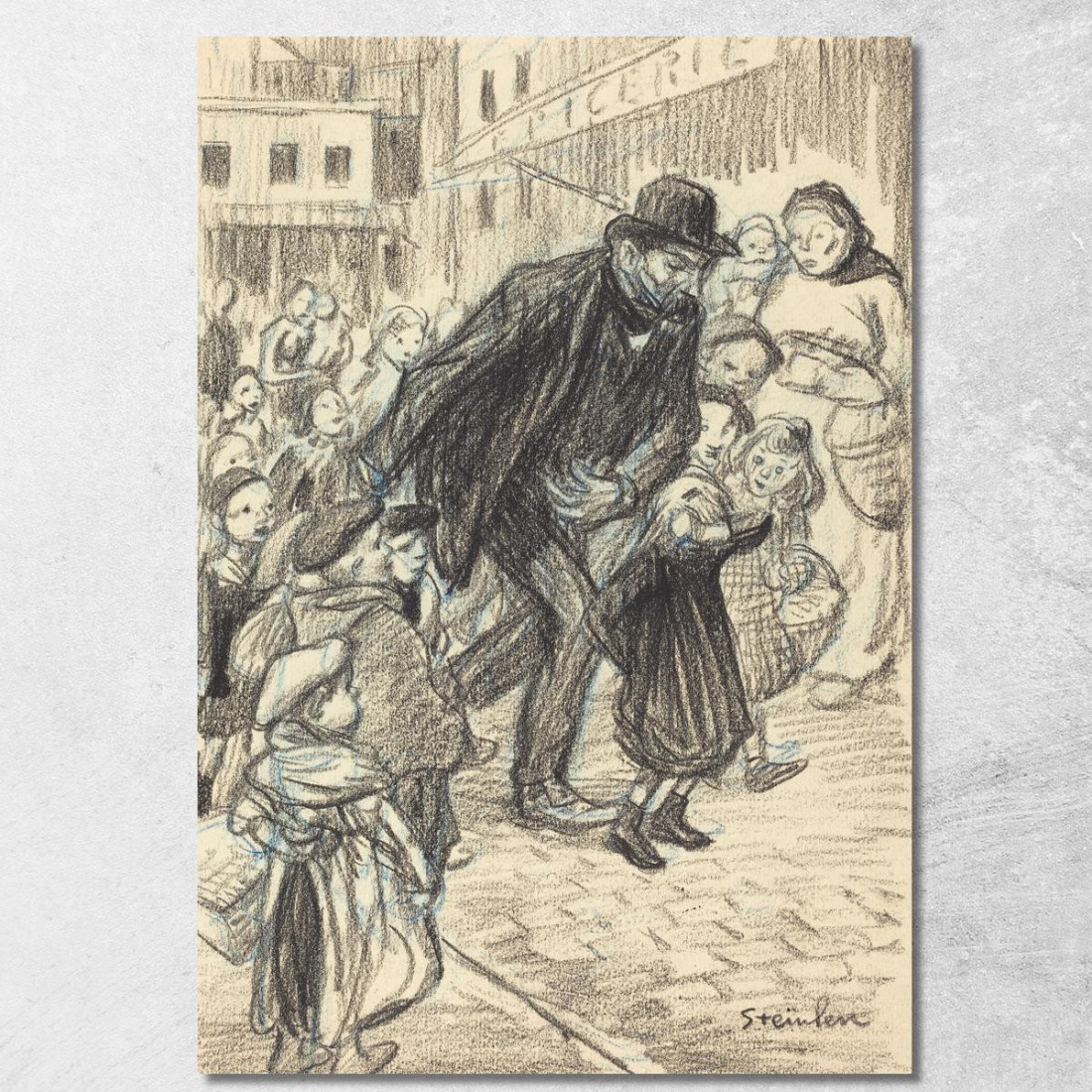 Un Uomo Su Una Strada Cittadina Circondato Da Bambini Un Père Théophile Alexandre Steinlen tas2 quadro stampato su tela Un Uomo Su Una Strada Cittadina Circondato Da Bambini Un Père Théophile Alexandre Steinlen tas2 quadro stampato su tela
