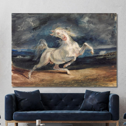 Cavallo Spaventato Dal Fulmine Eugène Delacroix edx55 quadro stampato su tela