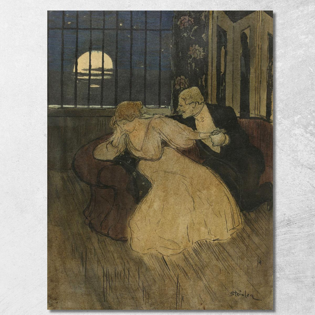 Gentiluomo In Gonna Cerca Di Convincere Una Signora Dubbiosa Su Un Divano Théophile Alexandre Steinlen tas25 quadro stampato su Gentiluomo In Gonna Cerca Di Convincere Una Signora Dubbiosa Su Un Divano Théophile Alexandre Steinlen tas25 quadro stampato su