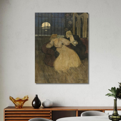 Gentiluomo In Gonna Cerca Di Convincere Una Signora Dubbiosa Su Un Divano Théophile Alexandre Steinlen tas25 quadro stampato su