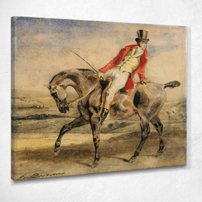 Cavaliere Che Indossa Una Giacca Rossa Eugène Delacroix edx56 quadro stampato su tela