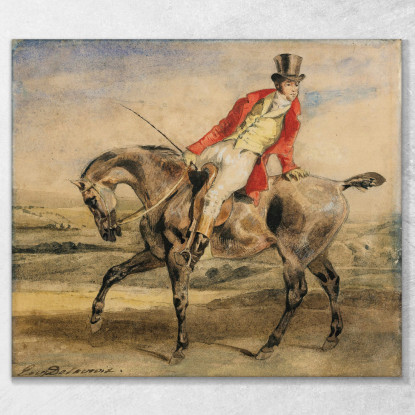 Cavaliere Che Indossa Una Giacca Rossa Eugène Delacroix edx56 quadro stampato su tela