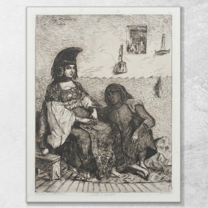 Donna Ebrea Di Algeri Eugène Delacroix edx62 quadro stampato su tela