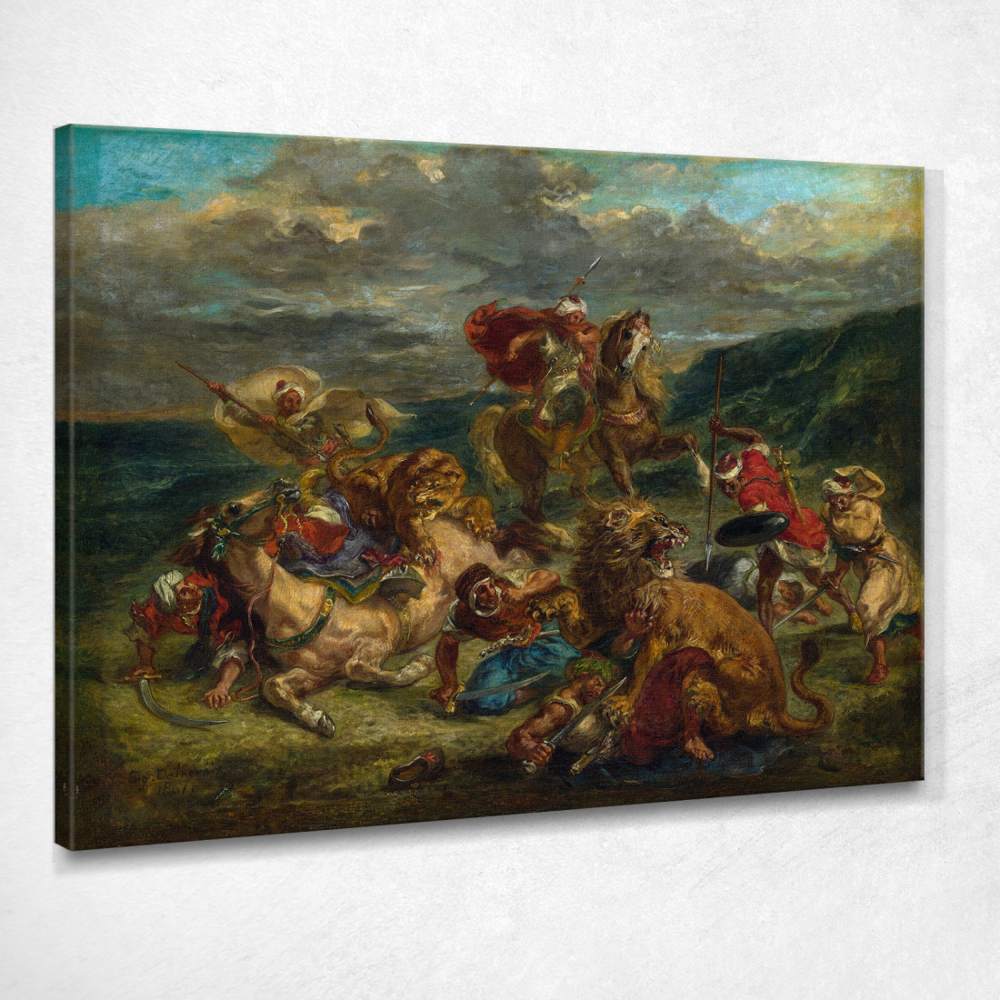 Caccia Al Leone Eugène Delacroix edx72 quadro stampato su tela Caccia Al Leone Eugène Delacroix edx72 quadro stampato su tela