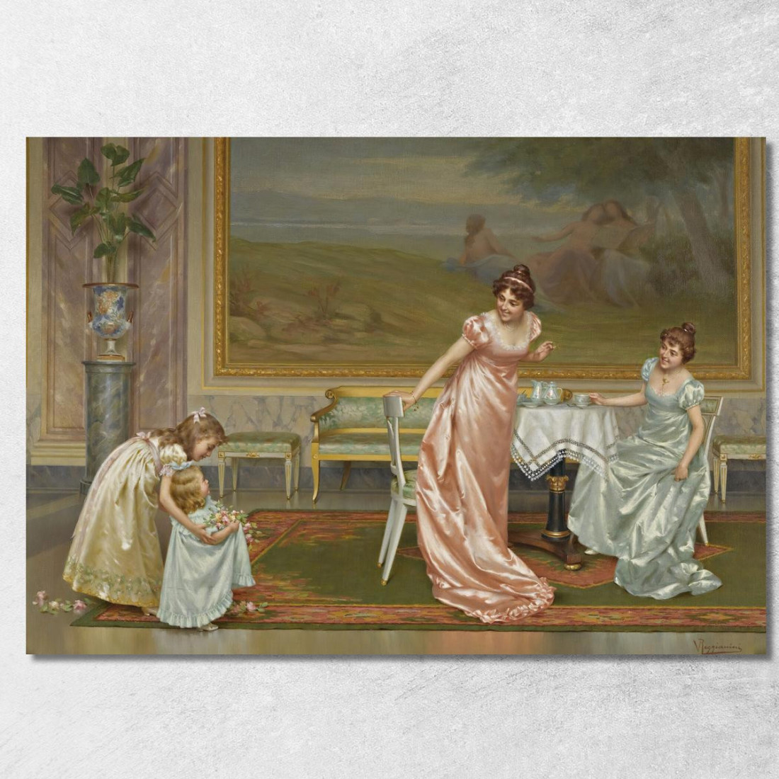 Il Tea Party Vittorio Reggianini vrg27 quadro stampato su tela Il Tea Party Vittorio Reggianini vrg27 quadro stampato su tela