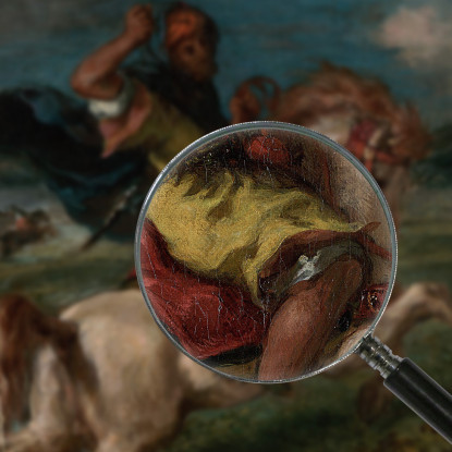 Cavaliere Marocchino Che Attraversa Un Guado Eugène Delacroix edx81 quadro stampato su tela