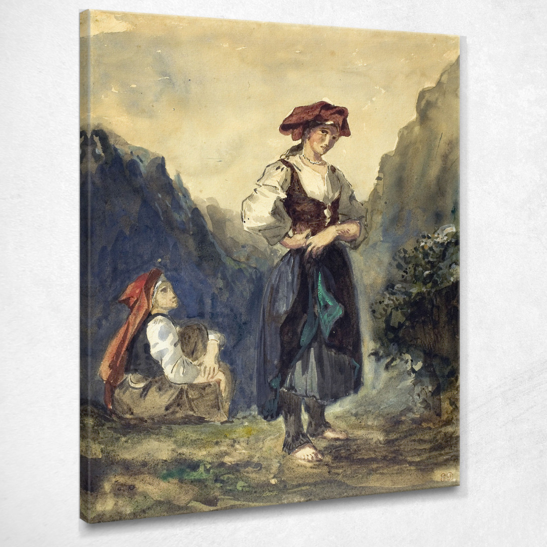Contadine Della Regione Delle Eaux-Bonnes Eugène Delacroix edx89 quadro stampato su tela Contadine Della Regione Delle Eaux-Bonnes Eugène Delacroix edx89 quadro stampato su tela