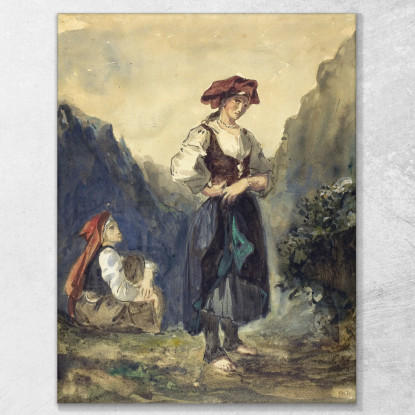 Contadine Della Regione Delle Eaux-Bonnes Eugène Delacroix edx89 quadro stampato su tela