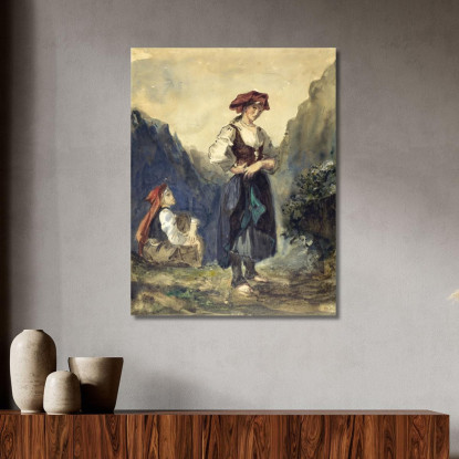 Contadine Della Regione Delle Eaux-Bonnes Eugène Delacroix edx89 quadro stampato su tela