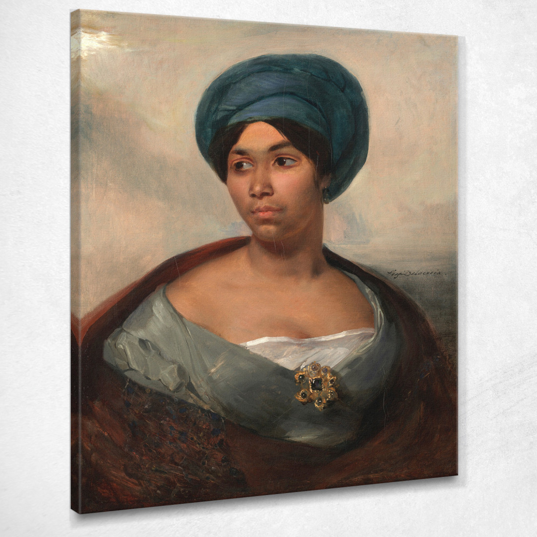 Ritratto Di Donna Con Turbante Blu Eugène Delacroix edx94 quadro stampato su tela Ritratto Di Donna Con Turbante Blu Eugène Delacroix edx94 quadro stampato su tela