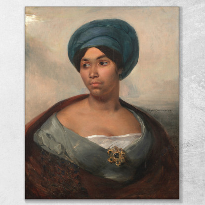 Ritratto Di Donna Con Turbante Blu Eugène Delacroix edx94 quadro stampato su tela