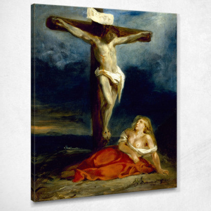 Santa Maria Maddalena Ai Piedi Della Croce Eugène Delacroix edx102 quadro stampato su tela