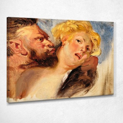 Satiro Che Abbraccia Una Ninfa Secondo Peter-Paul Rubens Eugène Delacroix edx103 quadro stampato su tela